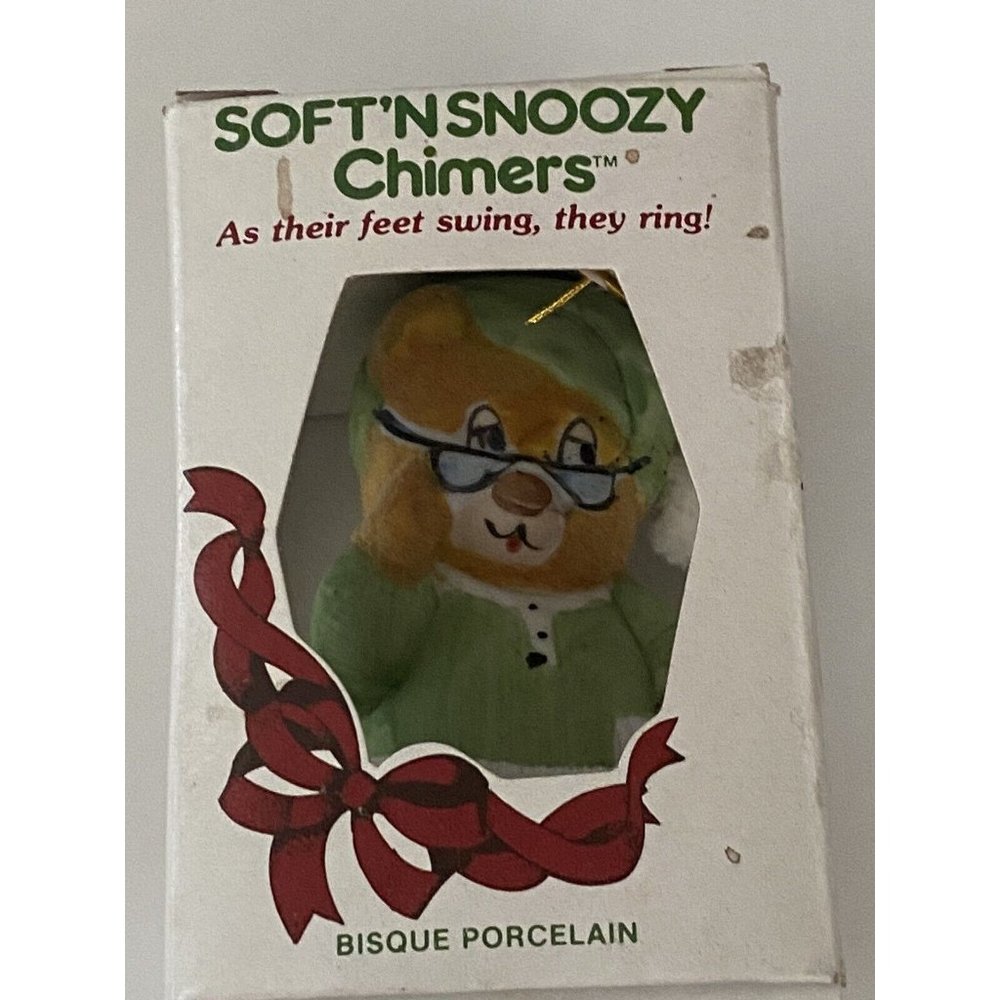 Jasco Vintage Porcelain Bisque Soft N Snoozy Chimer Ornament Hanging Vintage NIB
